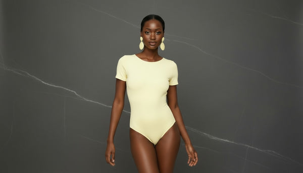 Body manga corta Amarillo pastel