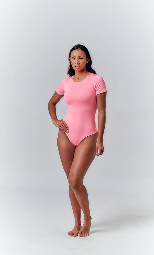 Body manga corta Rosado chicle
